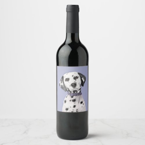 Dalmatian Painting _ Cute Original Dog Art Wine Label