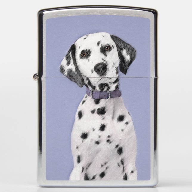 Dalmatian Painting - Cute Original Dog Art Zippo Lighter (Front)