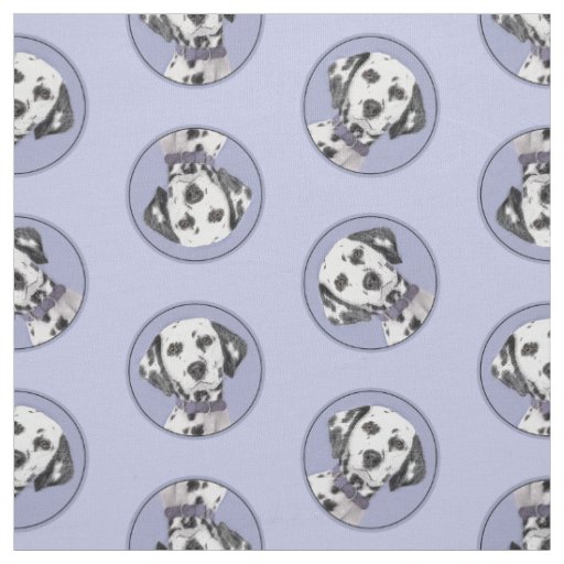 Dalmatian Painting Spotted Cute Original Dog Art Fabric
