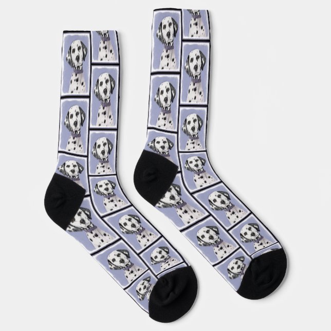 Dalmatian Painting Spotted Cute Original Dog Art Socks (Right)