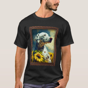 Dalmatian Painting Sunflower Flower Mom Women Flor T-Shirt
