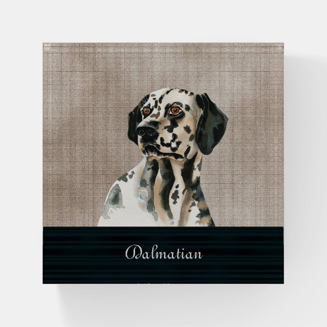 Dalmatian Paperweight on a Tan Background (Front)