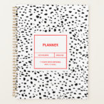 Dalmatian Pattern Black and White Planner<br><div class="desc">Modern minimalist dalmatian black and white pattern planner with red lettering. Customize it for yourself!</div>