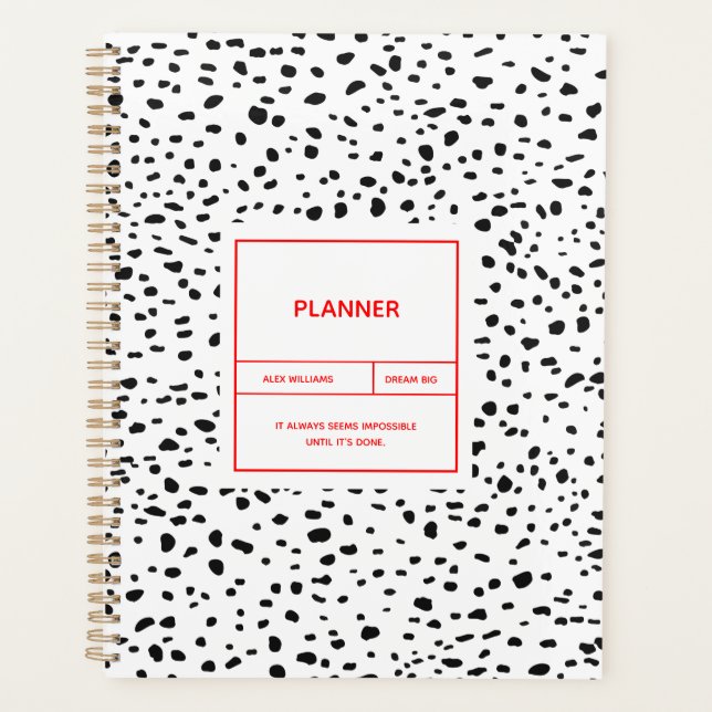 Dalmatian Pattern Black and White Planner (Front)