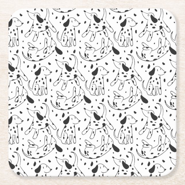 Dalmatian Pattern Square Paper Coaster (Front)