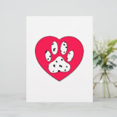 Dalmatian Paw Print In Red Heart (Standing Front)