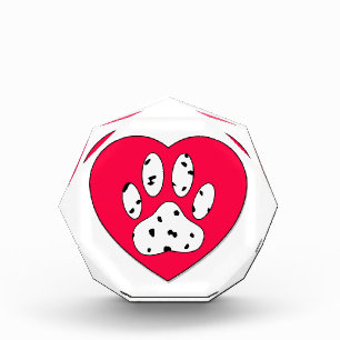 Dalmatian Paw Print In Red Heart Award