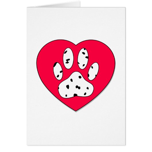 Dalmatian Paw Print In Red Heart Cards (Front)