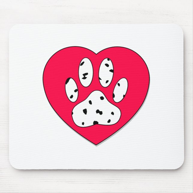 Dalmatian Paw Print In Red Heart Mouse Pad (Front)