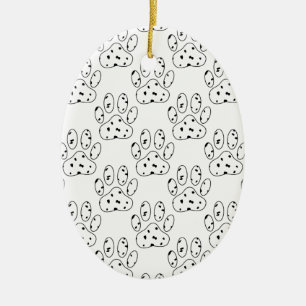 Dalmatian Paw Print Pattern Ceramic Ornament