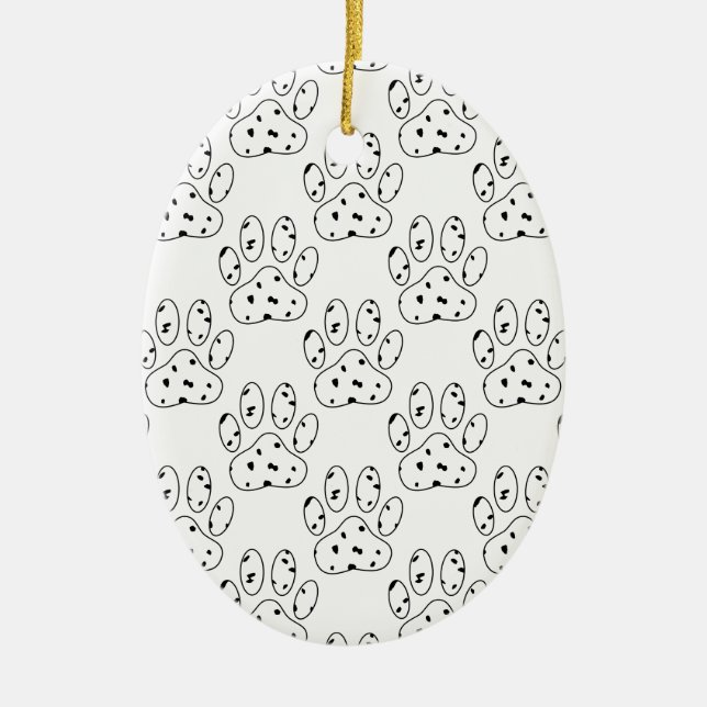 Dalmatian Paw Print Pattern Ceramic Ornament (Front)