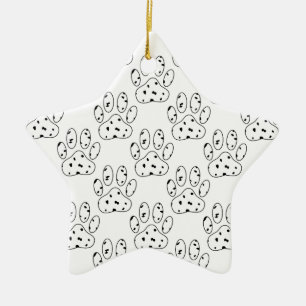Dalmatian Paw Print Pattern Ceramic Ornament