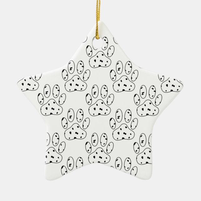 Dalmatian Paw Print Pattern Ceramic Ornament (Front)