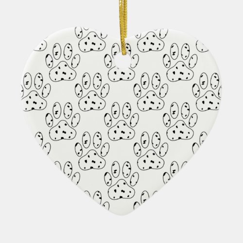 Dalmatian Paw Print Pattern Ceramic Ornament