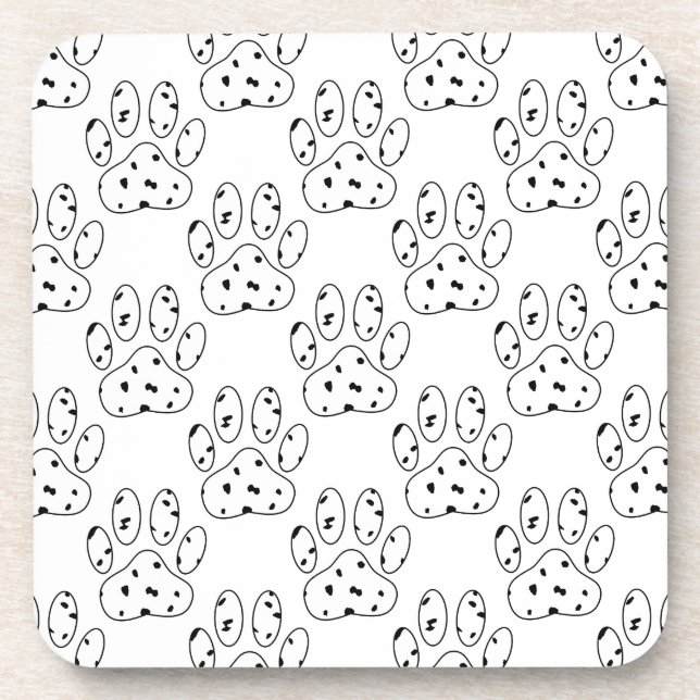 Dalmatian Paw Print Pattern Drink Coaster (Front)