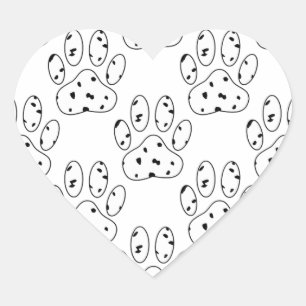 Dalmatian Paw Print Pattern Heart Sticker