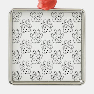 Dalmatian Paw Print Pattern Metal Ornament