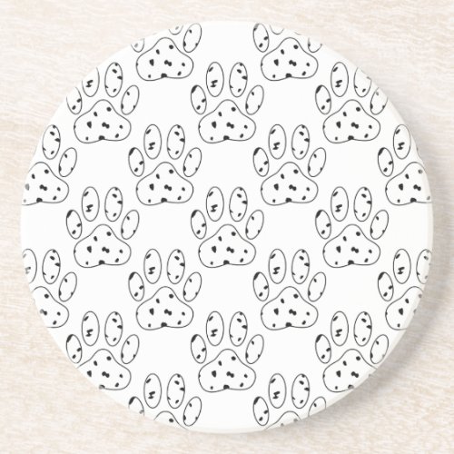 Dalmatian Paw Print Pattern Sandstone Coaster