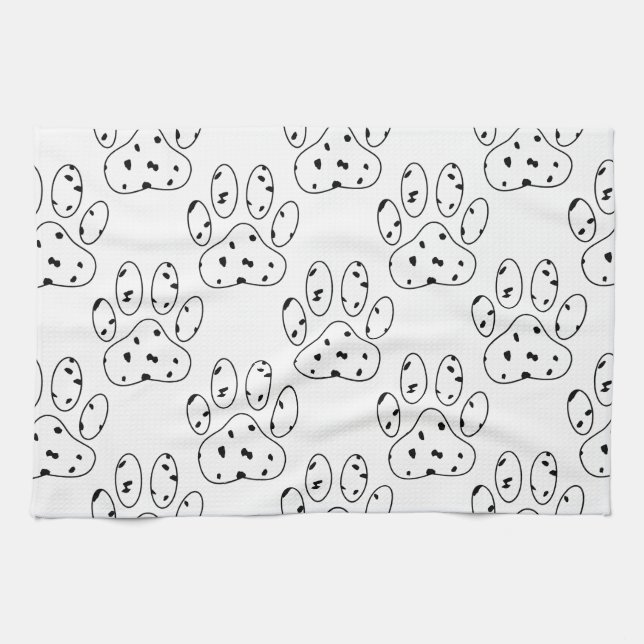 Dalmatian Paw Print Pattern Towel (Horizontal)