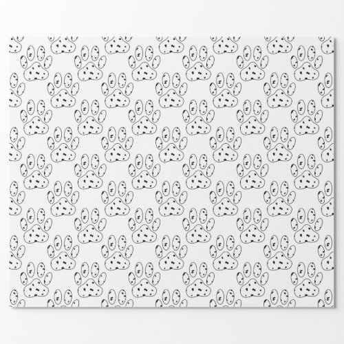 Dalmatian Paw Print Pattern Wrapping Paper