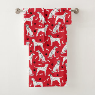 Dalmatian Paws and Bones Bath Towel Set