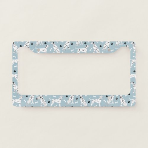 Dalmatian Paws and Bones Blue License Plate Frame