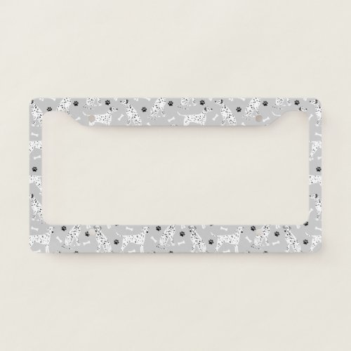 Dalmatian Paws and Bones Gray License Plate Frame