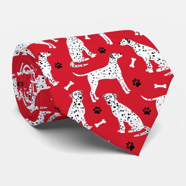 Dalmatian Paws and Bones Neck Tie (Rolled)