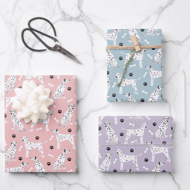 Dalmatian Paws and Bones Wrapping Paper Sheets (Front)