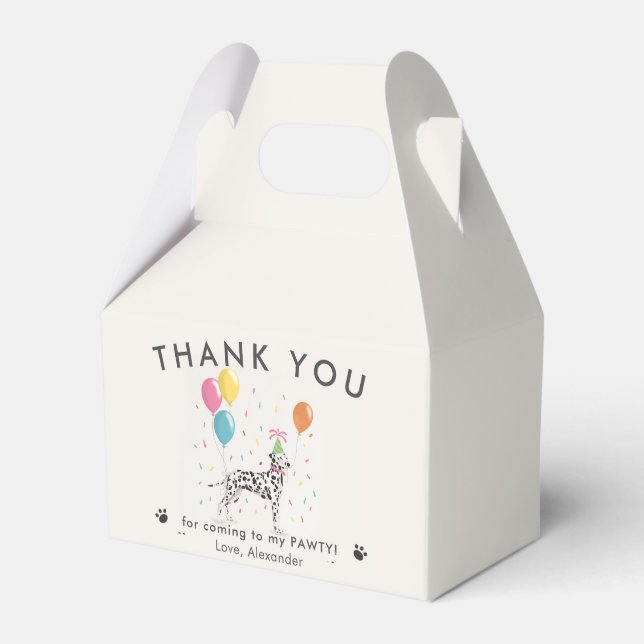 Dalmatian Pawty Puppy Dog Birthday Thank You  Favor Boxes (Front Side)