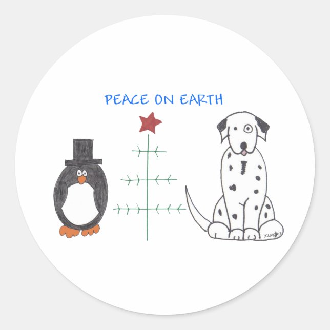 Dalmatian Peace On Earth Classic Round Sticker (Front)