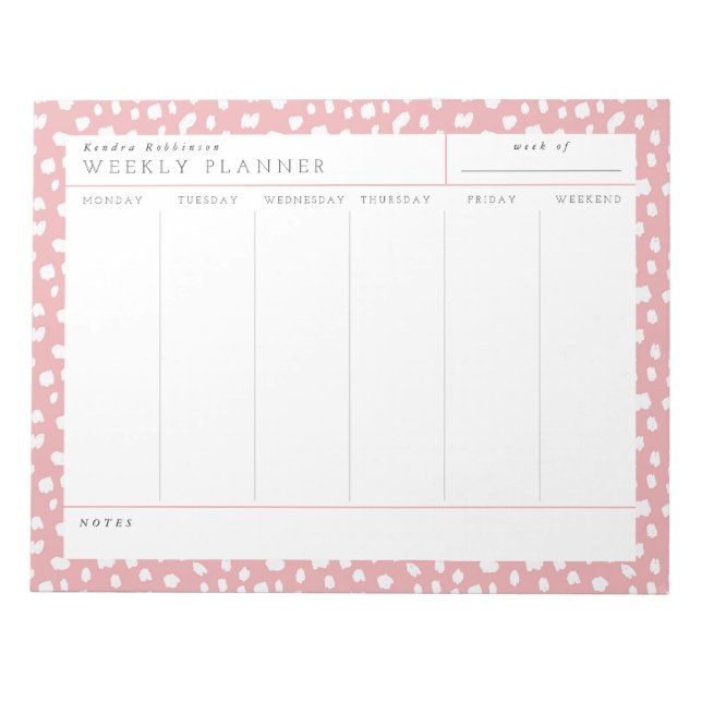 Dalmatian Persuasion Pink Weekly Planner Notepad (Front)