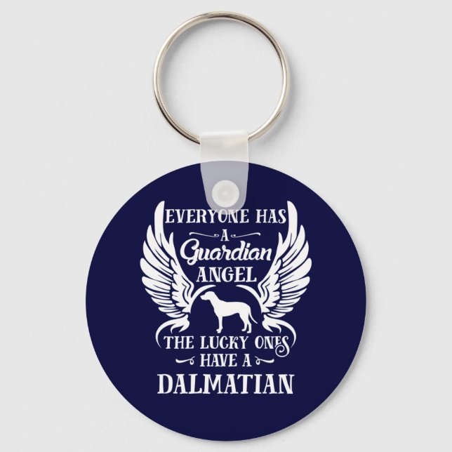 Dalmatian pet dog guardian angel keychain (Front)