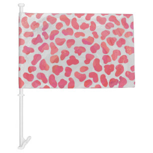 Dalmatian Pink and White Print Car Flag