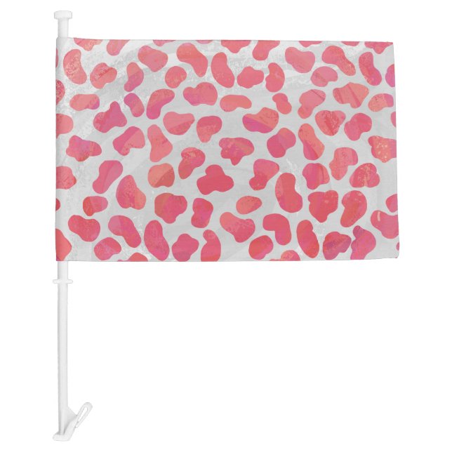 Dalmatian Pink and White Print Car Flag (Front)