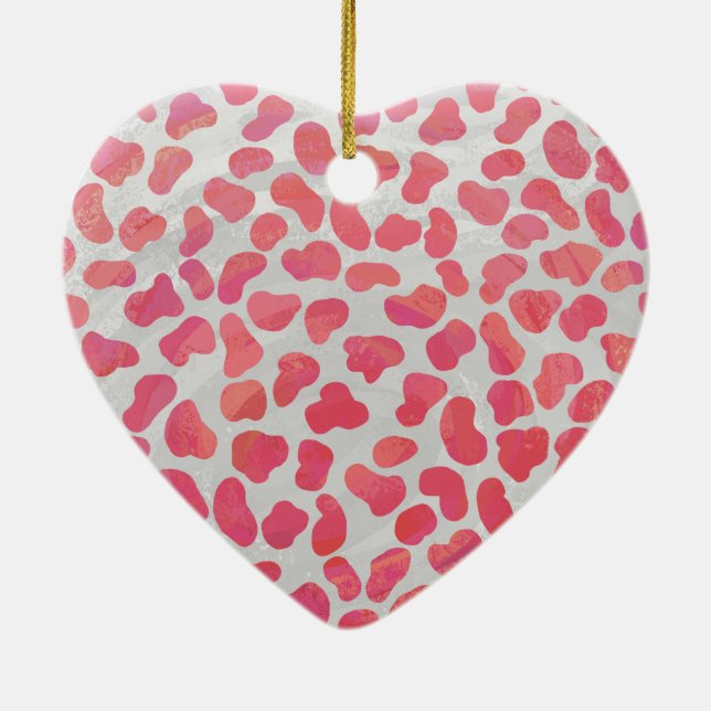 Dalmatian Pink and White Print Ceramic Ornament (Back)