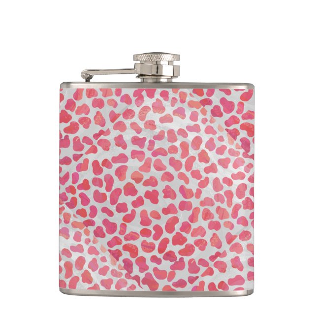 Dalmatian Pink and White Print Flask (Front)