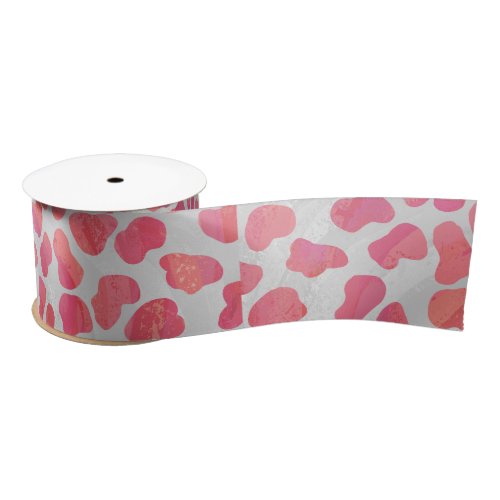 Dalmatian Pink and White Print Satin Ribbon