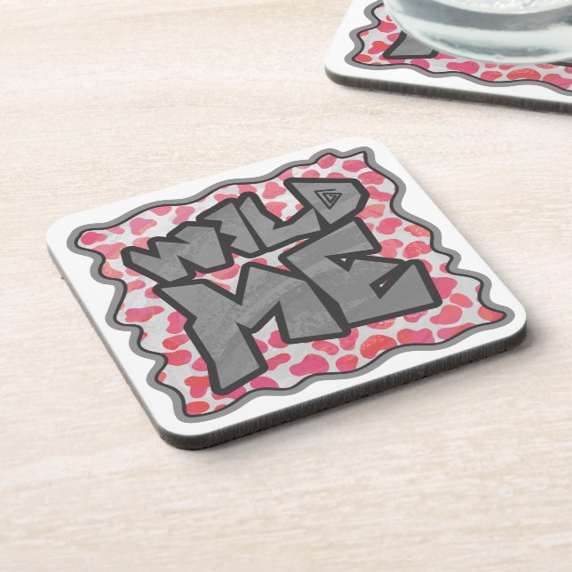 Dalmatian Pink and White Wid Me Beverage Coaster (Left Side)