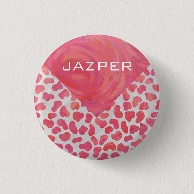 Dalmatian Pink and White with Monogram Button (Front)