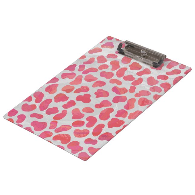 Dalmatian Pink and White with Monogram Clipboard (Angled)