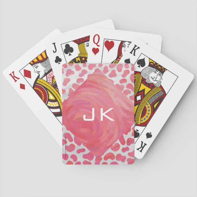 Dalmatian Pink and White with Monogram Poker Cards (Back)