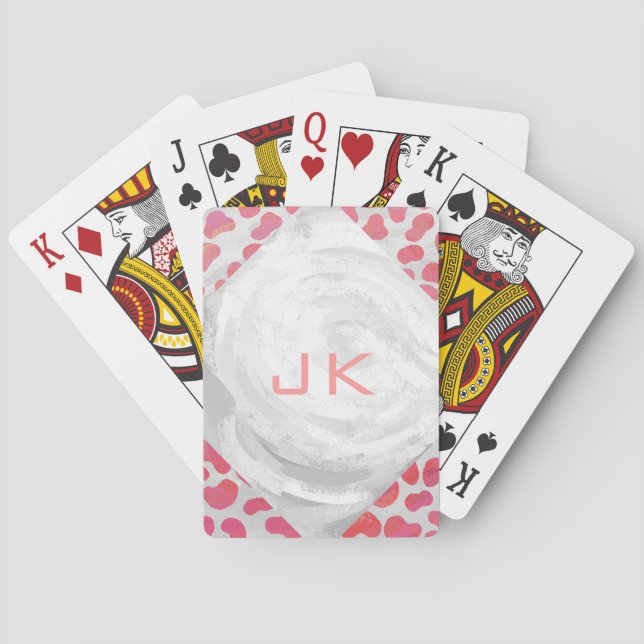 Dalmatian Pink and White with Monogram Poker Cards (Back)