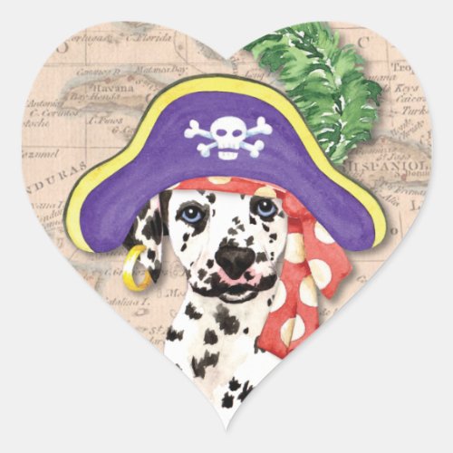 Dalmatian Pirate Heart Sticker