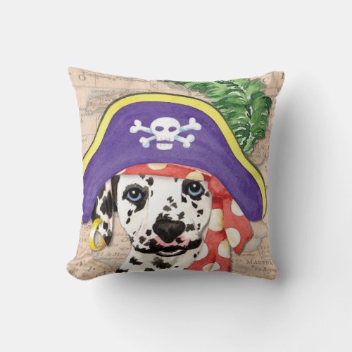 Dalmatian Pirate Throw Pillow