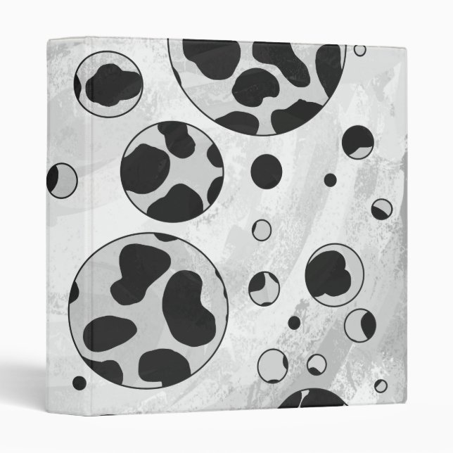 Dalmatian Polka Dot Black and White 3 Ring Binder (Front/Spine)