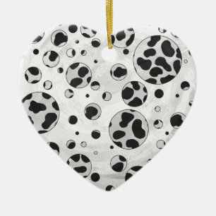 Dalmatian Polka Dot Black and White Ceramic Ornament