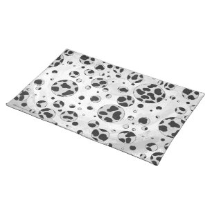 Dalmatian Polka Dot Black and White Cloth Placemat