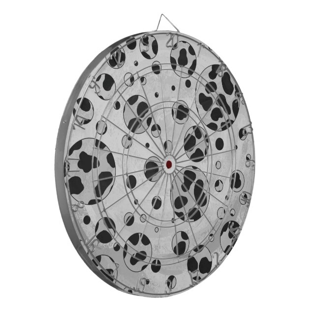 Dalmatian Polka Dot Black and White Dart Board (Front Left)