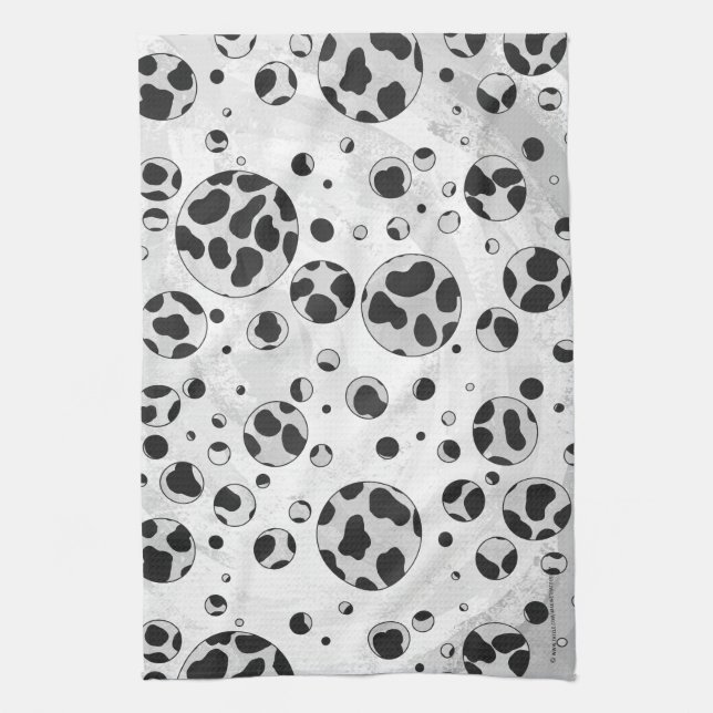 Dalmatian Polka Dot Black and White Kitchen Towel (Vertical)